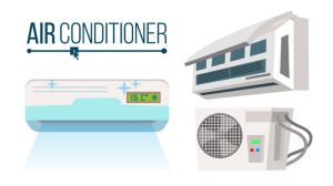Illustration of different air conditioner units, emphasizing AC repair and air conditioning repair.