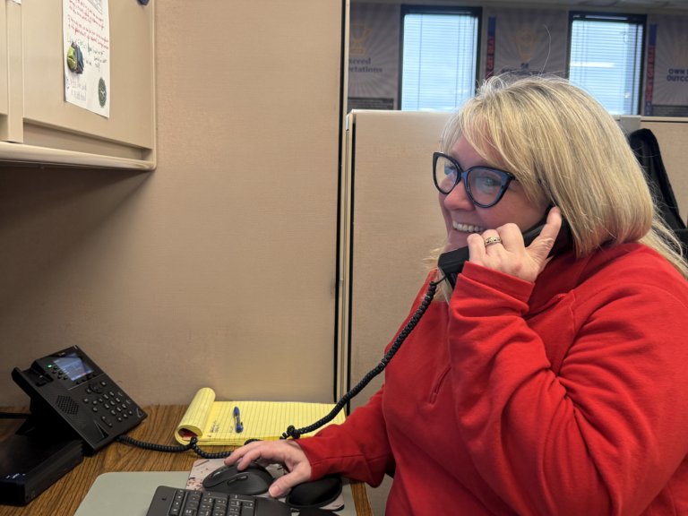 One of our customer service representatives taking a contact call from one of our valued customers